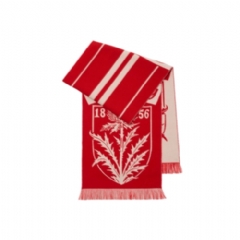 Burberry Women Thistle Shield Wool Scarf Poppy red 81177011