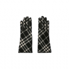 Burberry Women Check Wool Cashmere Gloves Black/calico beige 81142191