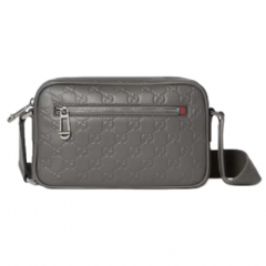 Gucci Women GG Emblem small crossbody bag grey GG leather ‎850242 AAFOM 1342