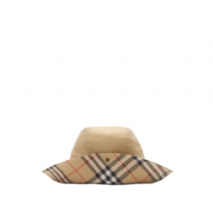 Burberry Women Check Brim Gabardine Hat Flax 81123651