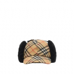 Burberry Women Check Wool Trapper Cap Sand beige 81196981