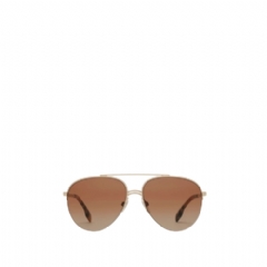 Burberry Women Check Detail Aviator Sunglasses Light brown 40807581