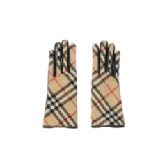 Burberry Women Check Wool Cashmere Gloves Sand beige 81142181