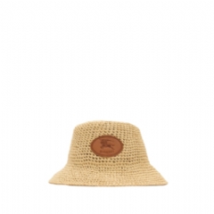 Burberry Women Knight Stamp Raffia-effect Bucket Hat Natural 81265351