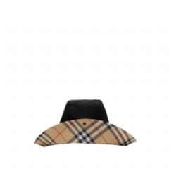 Burberry Women Check Brim Gabardine Hat Black 81123641