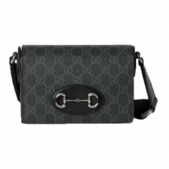 Gucci Women Gucci Horsebit 1955 mini bag black GG Supreme 855566 FAFJB 1000