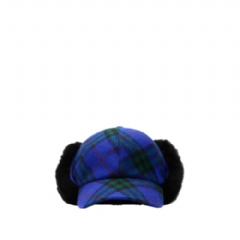 Burberry Women Check Wool Trapper Cap Knight blue 81196991