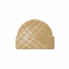 Burberry Women Check Mohair Wool Blend Beanie Sand beige 81207951
