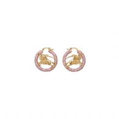 Burberry Women EKD Pavé Hoop Earrings Gold/pink 81120401