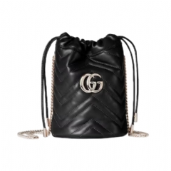 Gucci Women GG Marmont small bucket bag black leather 575163 AAET8 1000