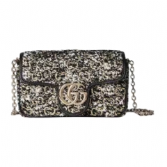 Gucci Women GG Marmont mini shoulder bag black GG tweed 841290 FAFE7 1041