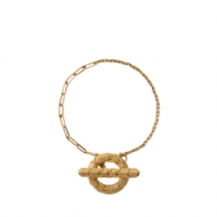 Burberry Women Check Granulation T-Bar Bracelet​ Gold 81205971