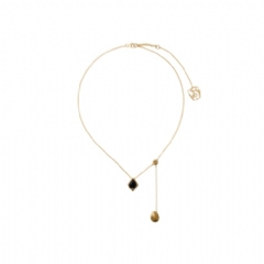 Burberry Women Onyx Shield Pendant Necklace Gold/black/clear 80862121