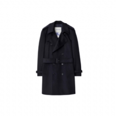 Burberry Men Mid-length Cashmere Trench Coat Navy 81131701