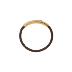 Burberry Women Leather Check Bracelet Gold/military 81056201