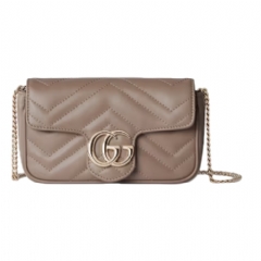 Gucci Women GG Marmont mini bag taupe leather 476433 DTDHD 1523