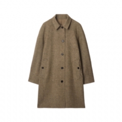 Burberry Men Long Herringbone Wool Dual Burberry Car Coat Clay brown 81176931