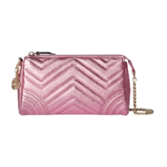 Gucci Women GG Marmont small shoulder bag bright pink lamé leather ‎847589 AAFV3 6809
