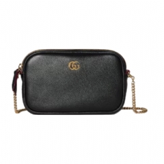 Gucci Women GG Marmont mini camera bag black and Rosso Ancora leather ‎772759 AAE5F 1062