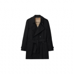 Burberry Men Short Kensington Heritage Trench Coat Black 80793891