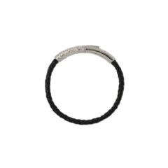 Burberry Women Leather Check Bracelet Silver/black 81056181