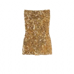 Gucci Women Embroidered sequin elastic fabric jumpsuit gold 864282 ZZAAB 7051