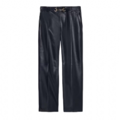 Gucci Women Shiny leather pants with Horsebit navy 815074 XNBBP 4001