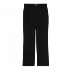 Gucci Women Crêpe wool pants with Double G button black 864514 ZAUPG 1000