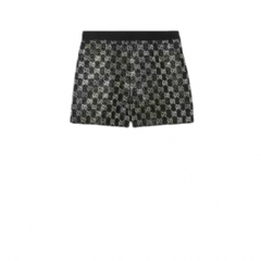 Gucci Women Embroidered wool tweed lamé shorts 853382 ZARWY 1000