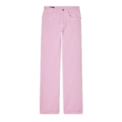 Gucci Women GG cotton denim jacquard pants light pink 864762 XDDF6 5033