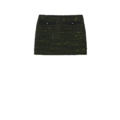 Gucci Women Wool bouclé skirt green and black 853017 ZAUCL 3005