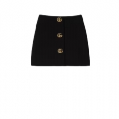 Gucci Women Crêpe wool skirt with Double G button 864526 ZACKN 1000
