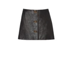 Gucci Women Leather with aged effect mini skirt 864538 XNBAC 1087