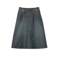 Gucci Women GG cotton denim jacquard skirt 864766 XDDF2 4011