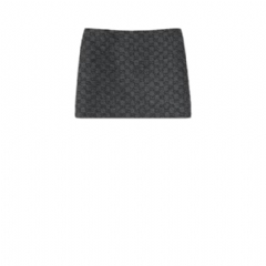 Gucci Women GG boutonné wool tweed skirt dark grey and black 853014 ZAUCE 1016