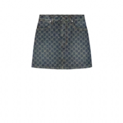 Gucci Women GG cotton denim jacquard mini skirt 864767 XDDF2 4011