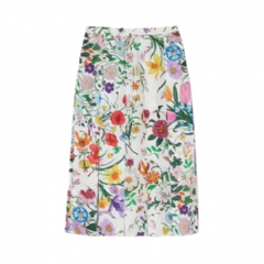 Gucci Women Printed silk twill pleated skirt 864574 ZAUU8 9413