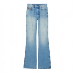 Gucci Women Flared bleached cotton denim pants 852212 XDDDA 4011