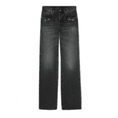 Gucci Women Cotton denim pants with Horsebit dark grey 864707 XDDF1 1165