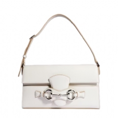 Gucci Women Horsebit Ristretto medium shoulder bag white leather A0020Y AAGRB 9214