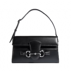 Gucci Women Horsebit Ristretto medium shoulder bag black leather A0020Y AAGRB 1000