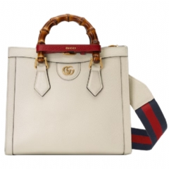 Gucci Women Gucci Diana medium tote bag white leather 702721 U3ZDT 9244