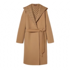 Gucci Women Reversible GG silk wool blend coat camel and ebony 793634 ZAQW0 2668
