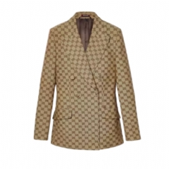 Gucci Women Double-breasted GG canvas jacket 788558 Z7ADE 2580