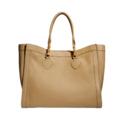 Gucci Women Bamboo Tote large bag dark beige leather A0022V AAG23 9760