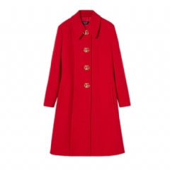 Gucci Women Wool natté coat with Double G button red 860471 ZHW10 6544