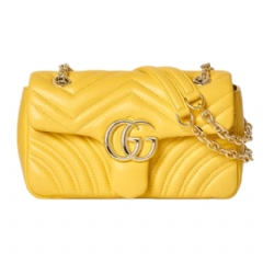 Gucci Women GG Marmont small shoulder bag yellow leather ‎837280 AAGII 7140