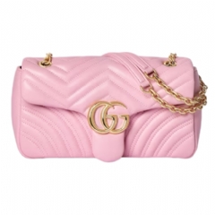 Gucci Women GG Marmont medium shoulder bag light pink leather 837267 AAGII 5825