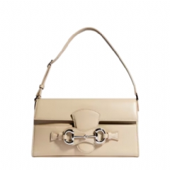 Gucci Women Horsebit Ristretto medium shoulder bag beige leather A0020Y AAGRB 9730