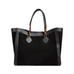 Gucci Women Bamboo Tote large bag black suede A0022V AAG39 1063